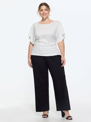 Ruched Adjustable Waist-Tie T-Shirt
