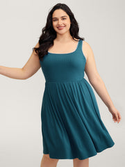 Embroidered Trim Cinched-Waist Stretchy Mini Dress