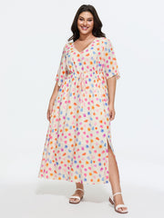 Colorful Paint Strokes Print Flowy Maxi Dress