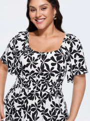Floral Print Fit And Flare Blouse