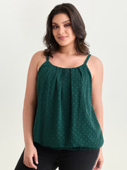 Textured Stretchy Hem Pleated Tank Top