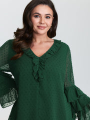 Chiffon Jacquard Layered Sleeve Blouse