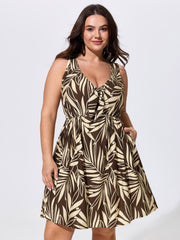 Tropical Print Cut-Out Mini Dress