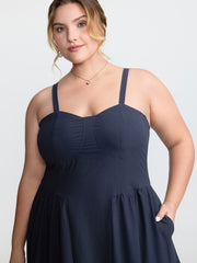 Pleated Side Skirt Sculpted Cami Maxi Dress