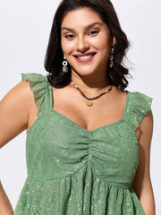 Stretchy Floral Lace Sweetheart Neckline Blouse