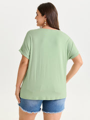 Textured Cut Out V-Neck T-Shirt