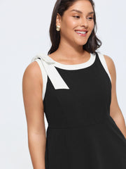 Color Contrast Shoulder-Tie Mini Dress