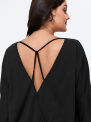 Cotton Back Cut-Out Plain T-Shirt