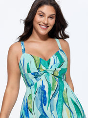 Geometric Print Cut-Out Back Maxi Dress