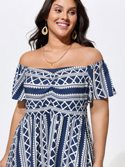 Boho Floral Print Cold-Shoulder Maxi Dress