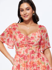 Floral Print Ruched Bodice Romper