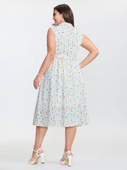 Cotton Colorful Heart Print Belted Midi Dress
