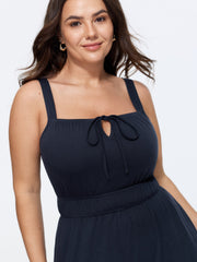 Supersoft Drawstring Neckline Plain Jumpsuit