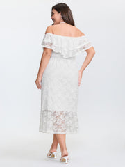 Off-Shoulder Layered Neckline Midi Dress