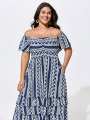 Boho Floral Print Cold-Shoulder Maxi Dress