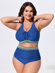 Textured Adjustable Drawstring Swim Top