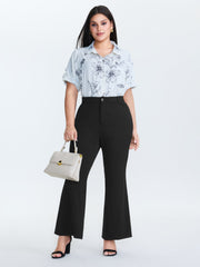 Stretchy Waist Crease Line Flared Pants