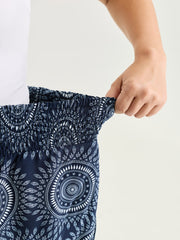 Supersoft Geometric Print Pockets Shirred Waist Pants