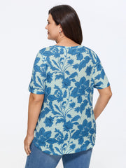 Floral Print V-Neck T-Shirt