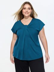 Knotted Front Plain Dolman Sleeve Blouse