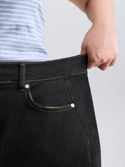 Built-In-Shorts Stretchy Denim Skort