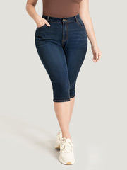 Skinny Very Stretchy Dark Wash Split Knee Denim Shorts