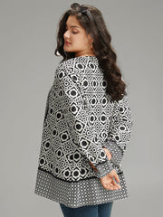 Geometric Print Open Front Kimono