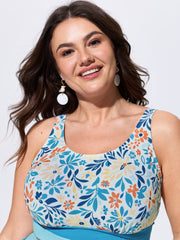 Floral Print Color Contrast Bikini Top