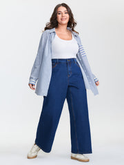 Cotton Nautical Striped Pocket Button Down Shirt