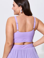 Bow-Tie V-Neck Plain Swim Top