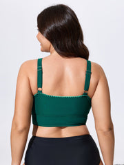 Embroidered Cut-Out Plain Swim Top