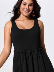 Bust-Friendly Classic Ruffled Tiered Flowy Midi Dress