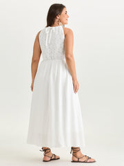 Lace Textured Halter Neckline Maxi Dress