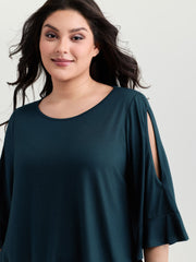Supersoft Ruffled Sleeve Plain T-Shirt