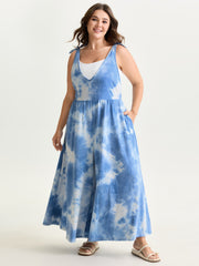 Tie Dye Stretchy Sleeveless Jumpsuit