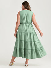 Lace Trim Sleeveless Tiered Maxi Dress