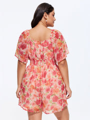 Floral Print Ruched Bodice Romper