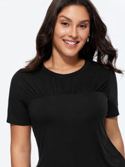 Supersoft Pleated Round Neckline Fitted T-Shirt