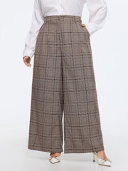 Plaid Print Wide-Leg Pants