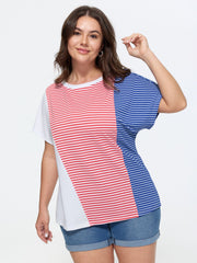 Cotton Colorful Striped Print Long T-Shirt