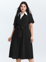2-in-1 Stretchy Belted Midi Dress