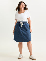Stretchy Straight-Fit Denim Mini Skirt