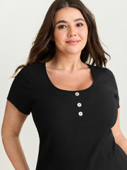 Cotton Scoop Neck Curvy-Fit T-Shirt