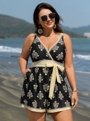 Boho Print Pockets One-Piece Swimsuit
