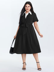 2-in-1 Stretchy Belted Midi Dress