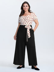 Polka Dots Waist-Tie Jumpsuit