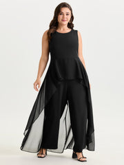 Stretchy Sheer Layered Sleeveless Jumpsuit