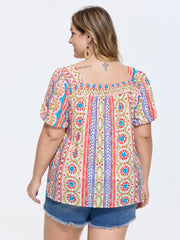 Supersoft Boho Floral Print Square Neck Blouse