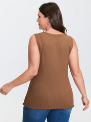 Stretchy Ribbed V-Neck Fitted Tank Top