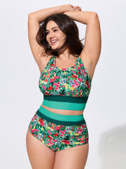 Floral Print Color Contrast Bikini Bottoms